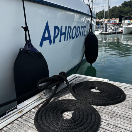 Docking a sailboat at the Royal Langkawi Yacht Club, Malaysia