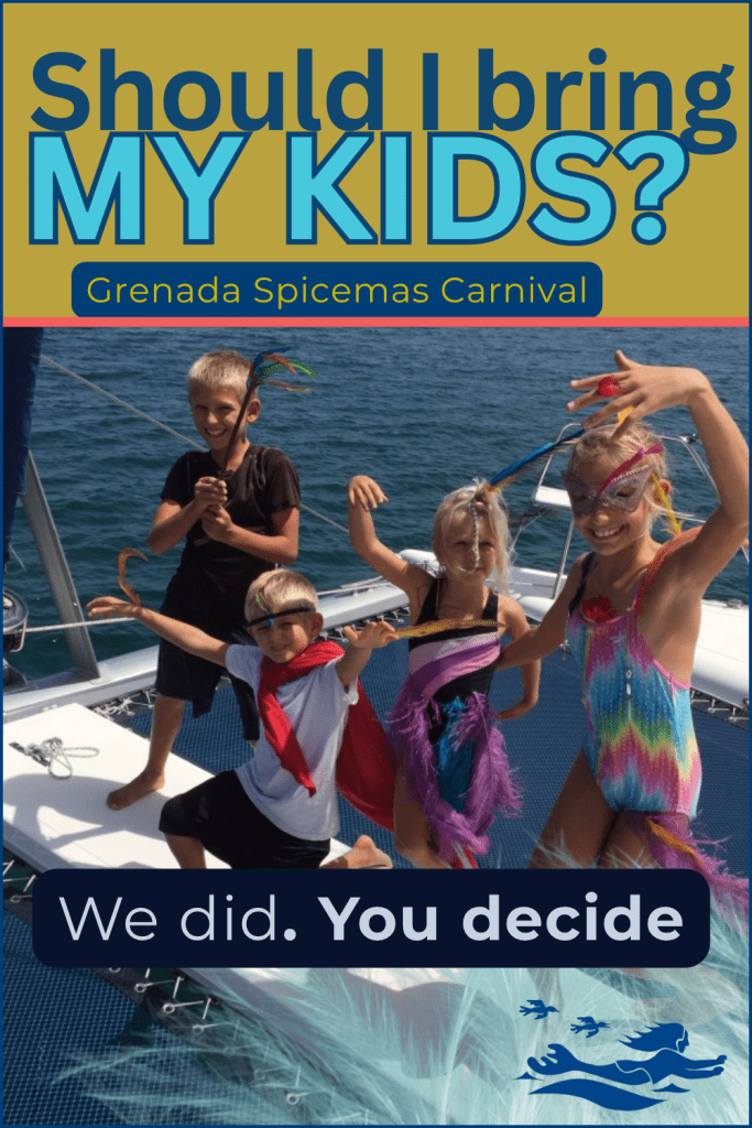 The four Escher kids on the trampolines of SV Aphrodite following Grenada's Spicemas Carnival festival.