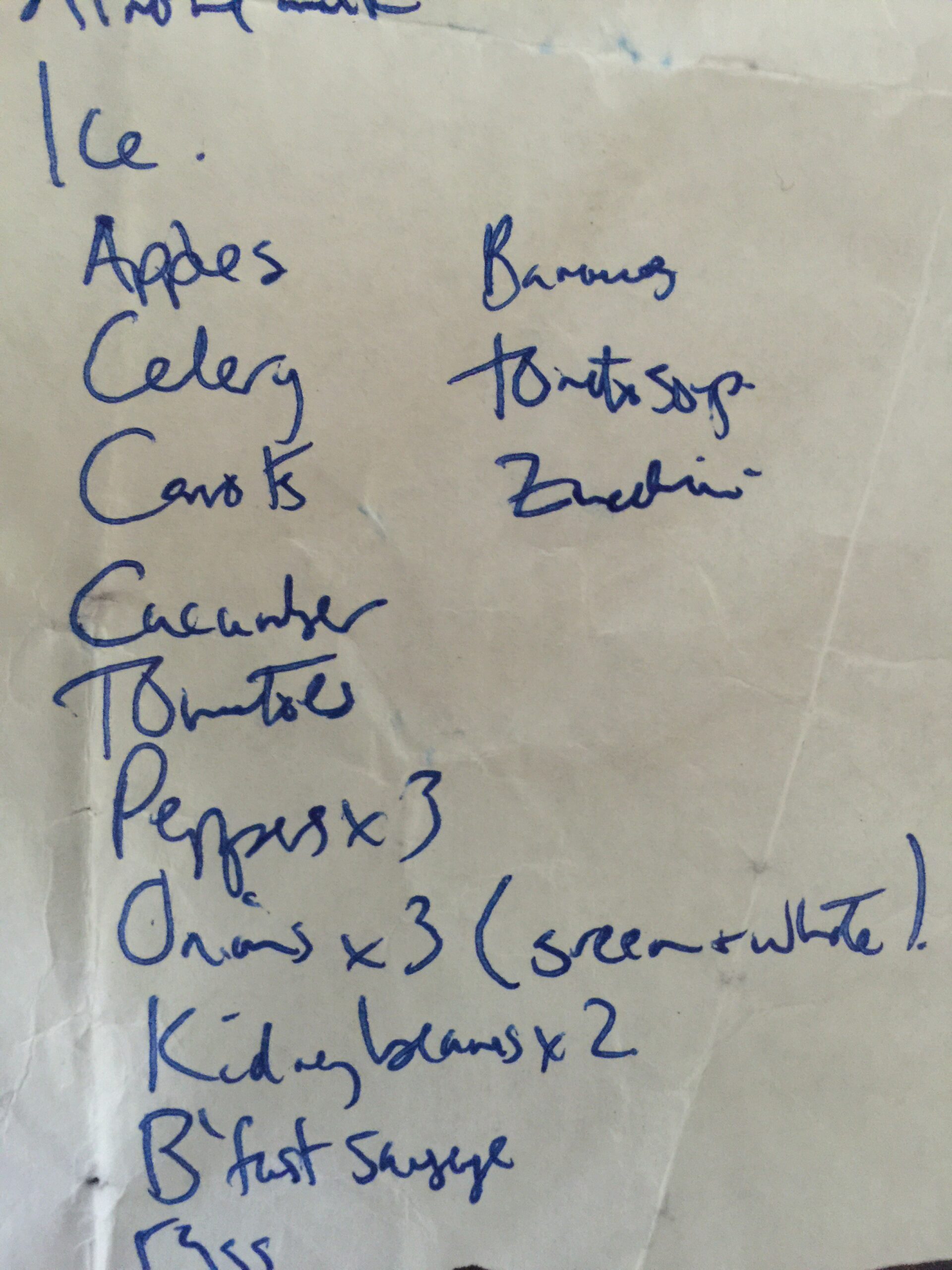 Grocery list for passage planning – starting with a bare fridge and pantry