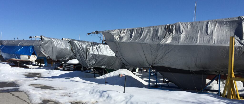 Winterized sailboats, Ottawa River, March 2015