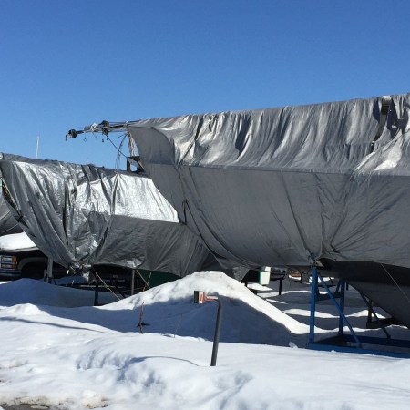 Winterized sail boats, Ottawa River, March 2015