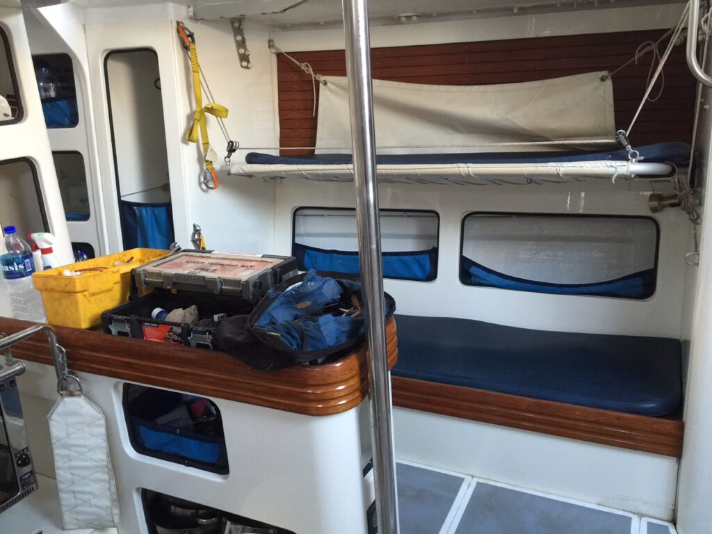 Newbie Sailor and the bunks on SV Spirit of Juno where I will be sleeping during Antigua Sailing Week