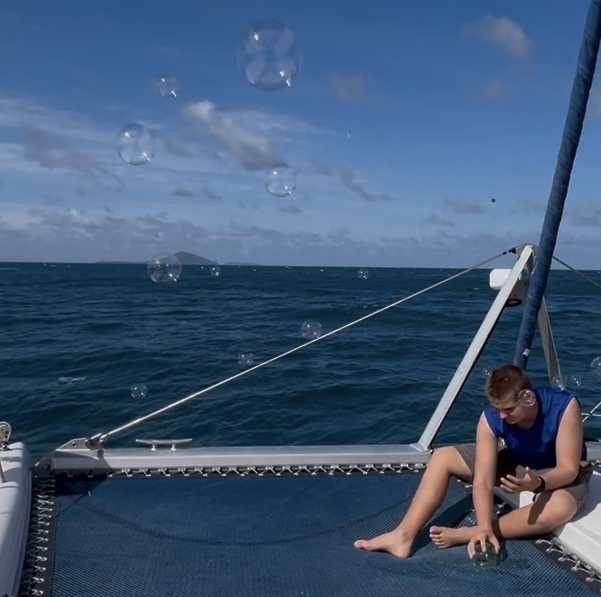 Catamaran bubble blowing whimscial fun