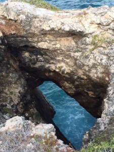 A view to the Atlantic Ocean through a cave in Great Bird Island