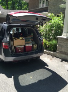 Today: our van loaded for a trip to Value Village