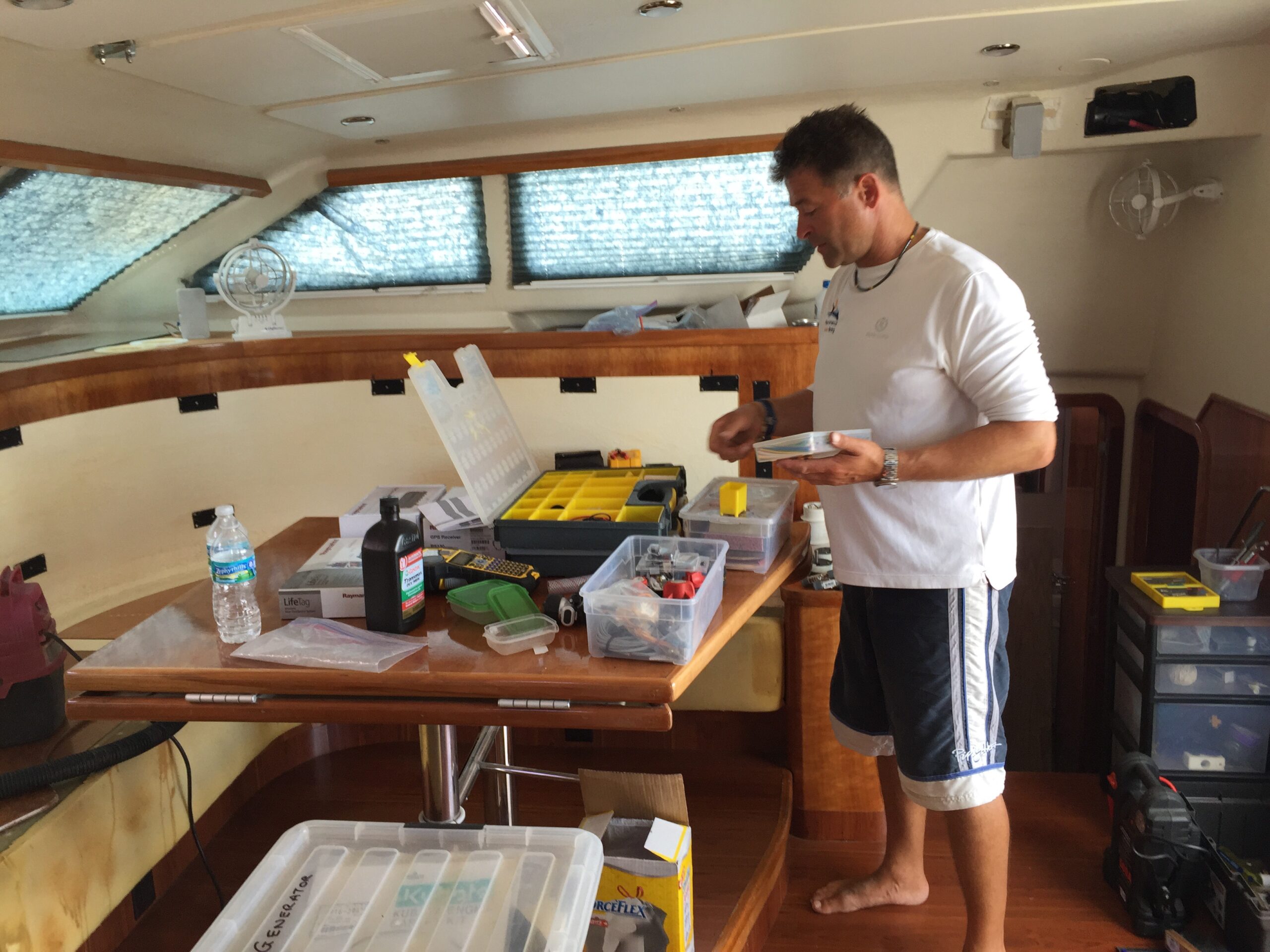 Organizing our boat with skipper, Mark Burton