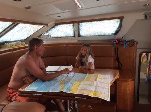Rick and Betty discuss an RYA chart.