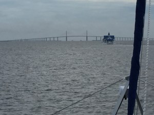 'Floating Chapel on the Bay' as it nears the Sunshine Skyway Bridge in Tampa.