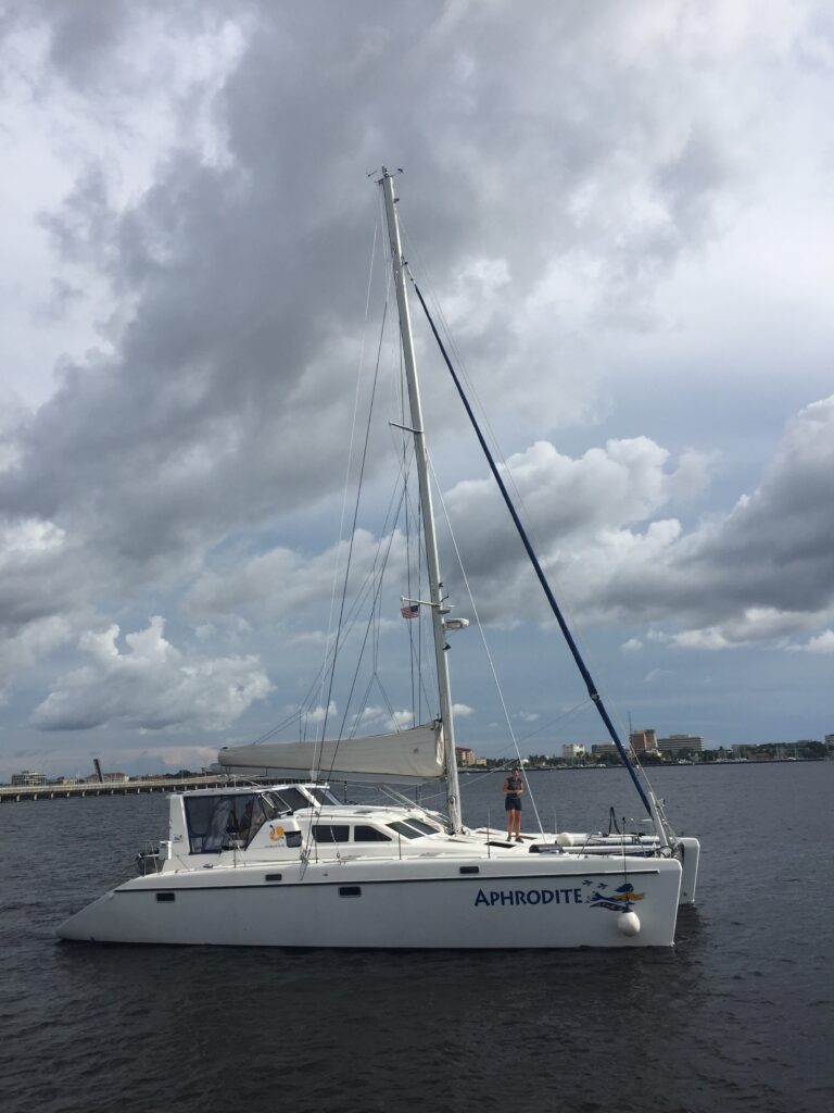 Family Circumnavigation: SV Aphrodite as we left the marina.