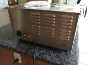 Photo of our first Lello Musso icecream machine - we don't have granite countertops on our boat.