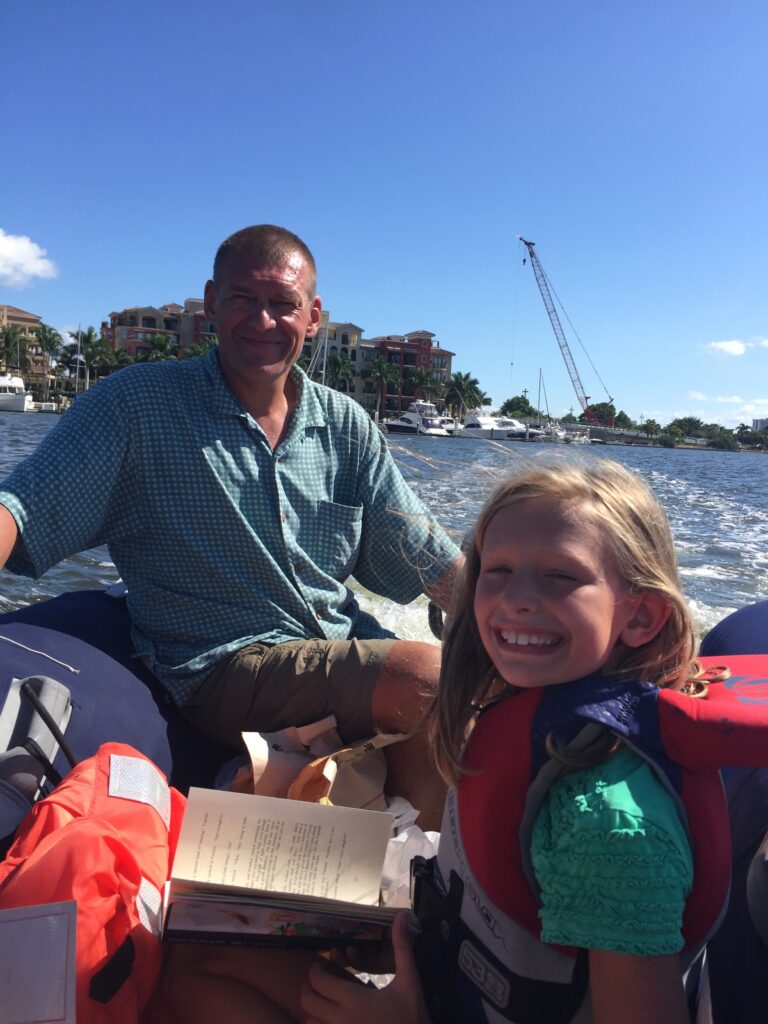 Educating kids on a sailboat: Betty with her dad (Rick).