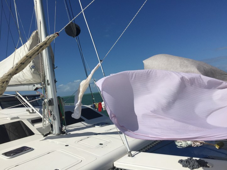 Bed sheets flapping in the breeze in Key Largo, Florida.