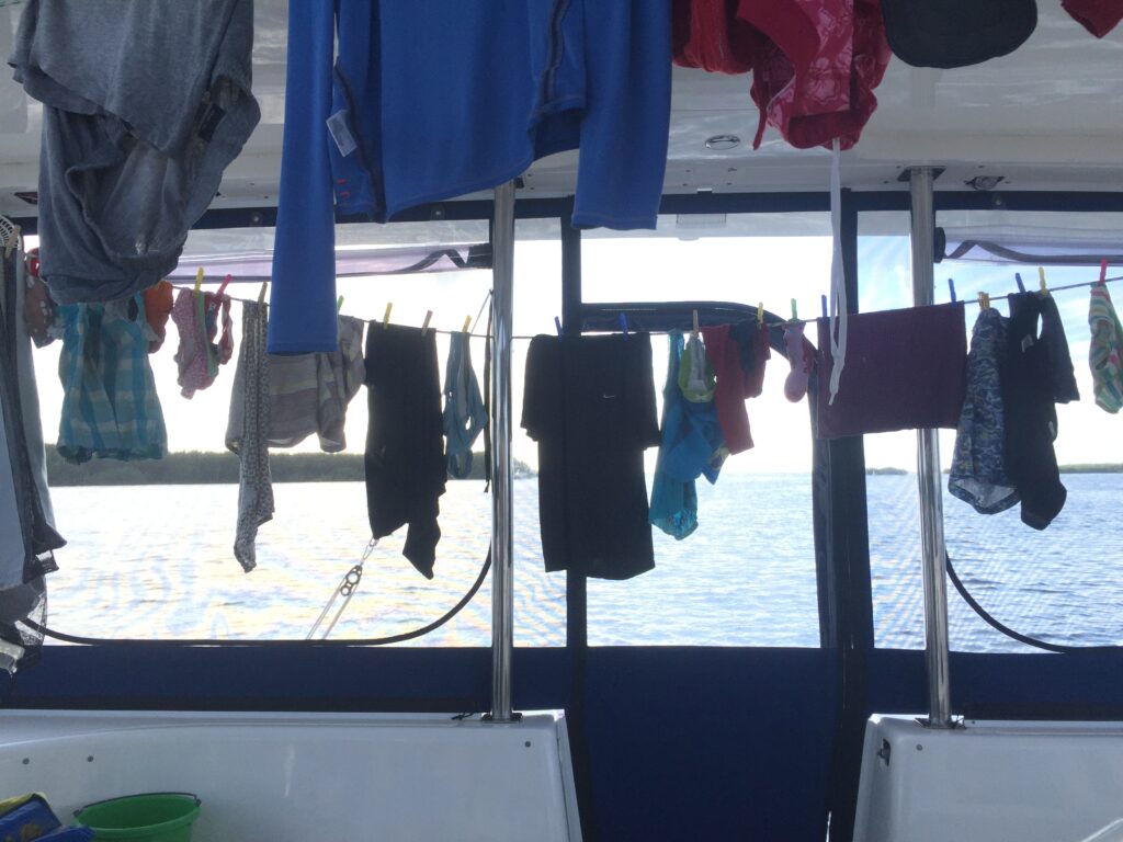 Handwashing Laundry on a Boat
