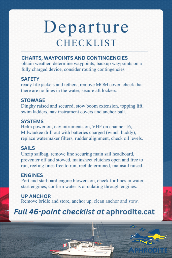 Departure link made by SV Aphrodite for a very beginner crew who was still learning to sail.