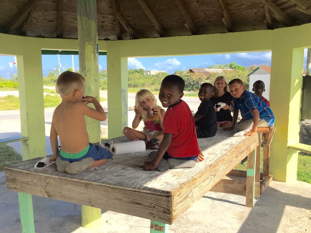 New friends in Abraham's Bay, Mayaguana, Bahamas.