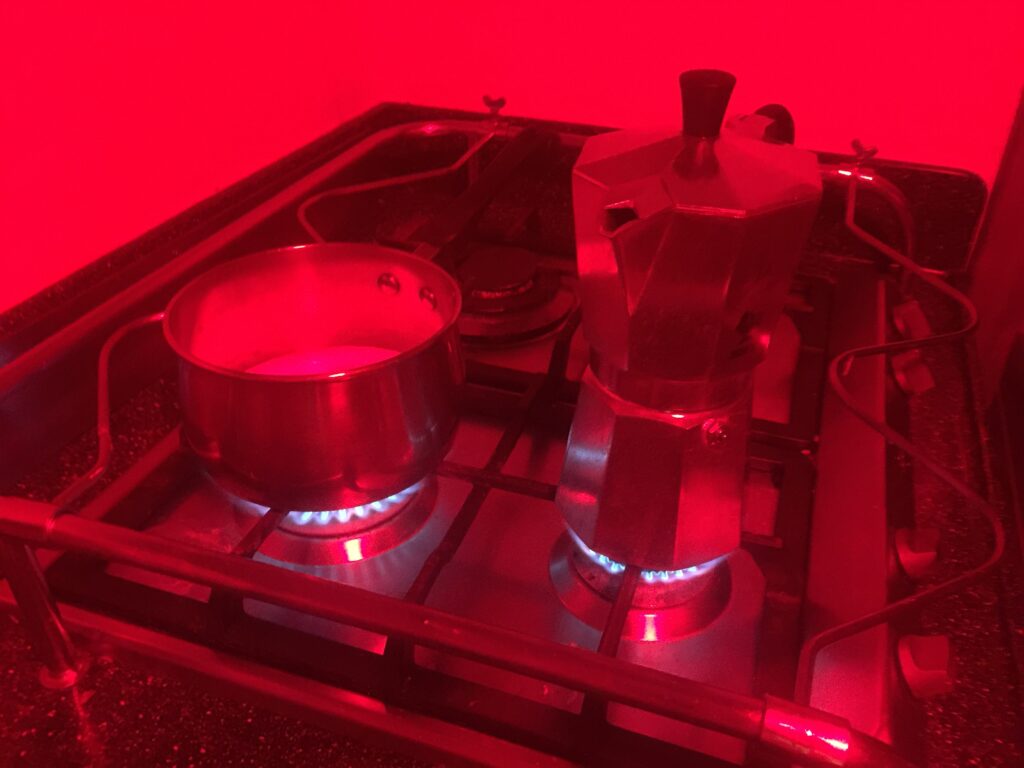 Beginner Sailor Departure Checklist: Photo taken under red lights to preserve our night vision on an evening departure