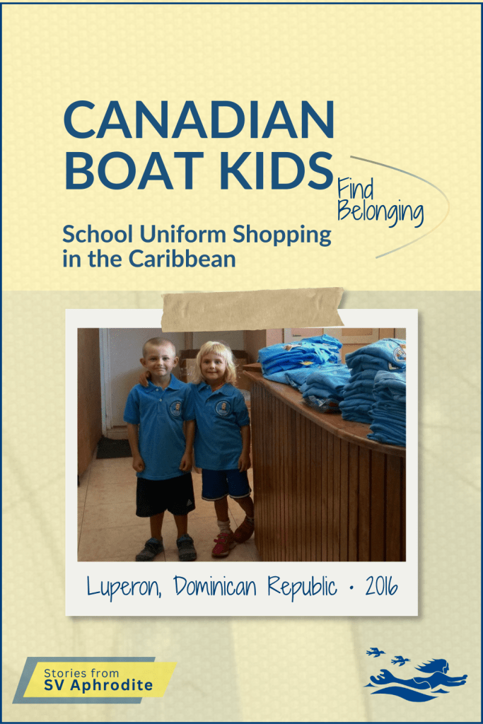 Karen and Henry at age 5, as they are twins, in the school uniforms for the elementary school in Luperon, Dominican Republic.