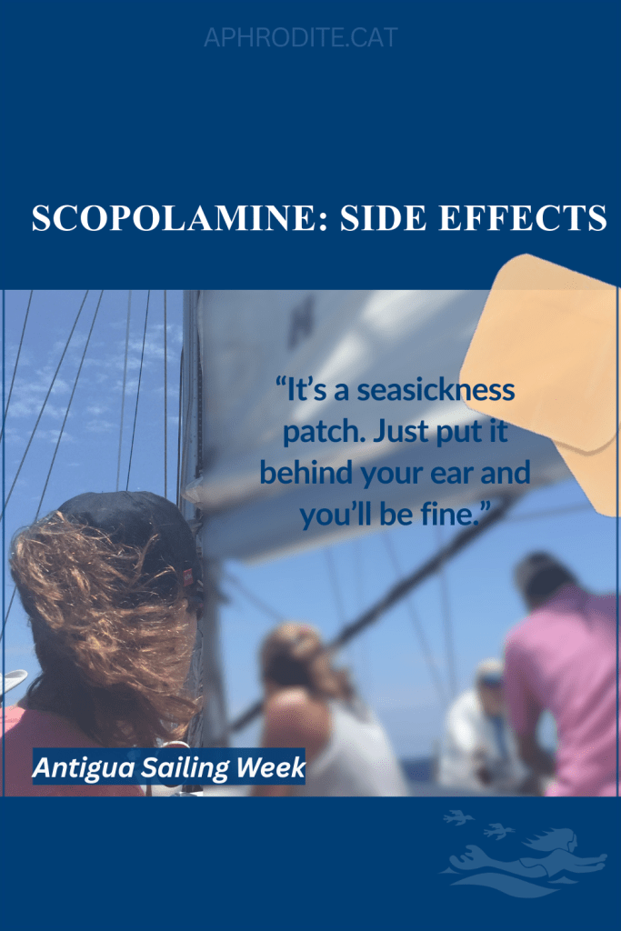 View of the crew on SV Spirit of Juno, a boat that belongs to OnDeck  Sailing in Antigua. The image is distorted on purpose to represent the blurred vision I experienced after using Scopolamine for several days. Never again!