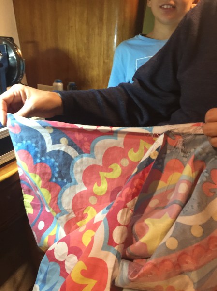 Torn pillow case: my first sewing project to tackle with the Sailrite Ultrafeed LSZ-1 Plus (aka the blue Sailrite, and not the red one).