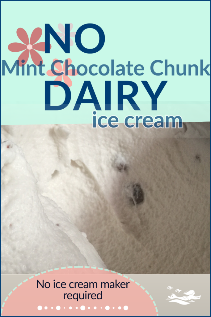 A picture of mint chocolate chunk no dairy ice cream made in our Italian ice cream maker a Lello Musso Pola machine but this recipe doesn't require a machine at all.