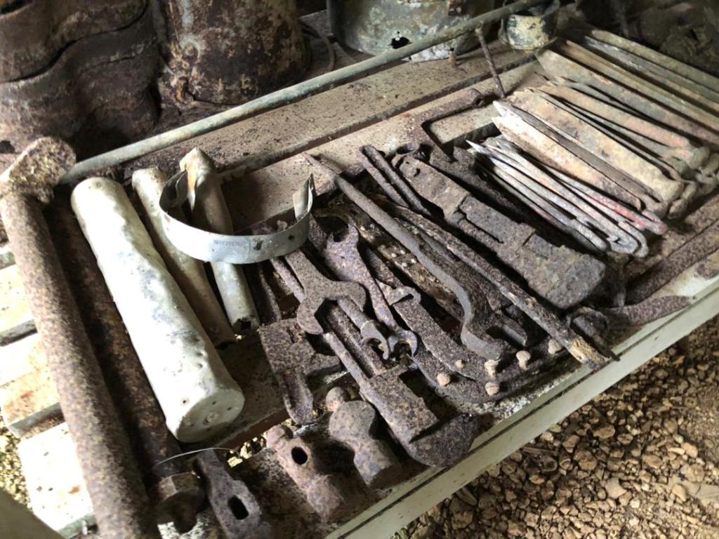 Rusty tools from World War II in Munda, Solomon Islands.