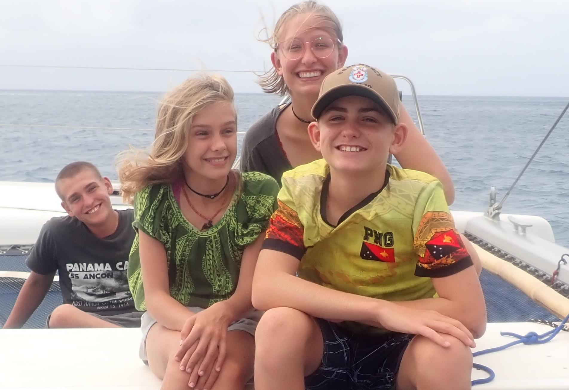 Picture of the kids on SV Aphrodite