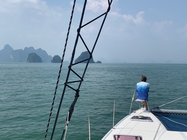 The port bow of SV Aphrodite, a St Francis 50 catamaran in Thailand.