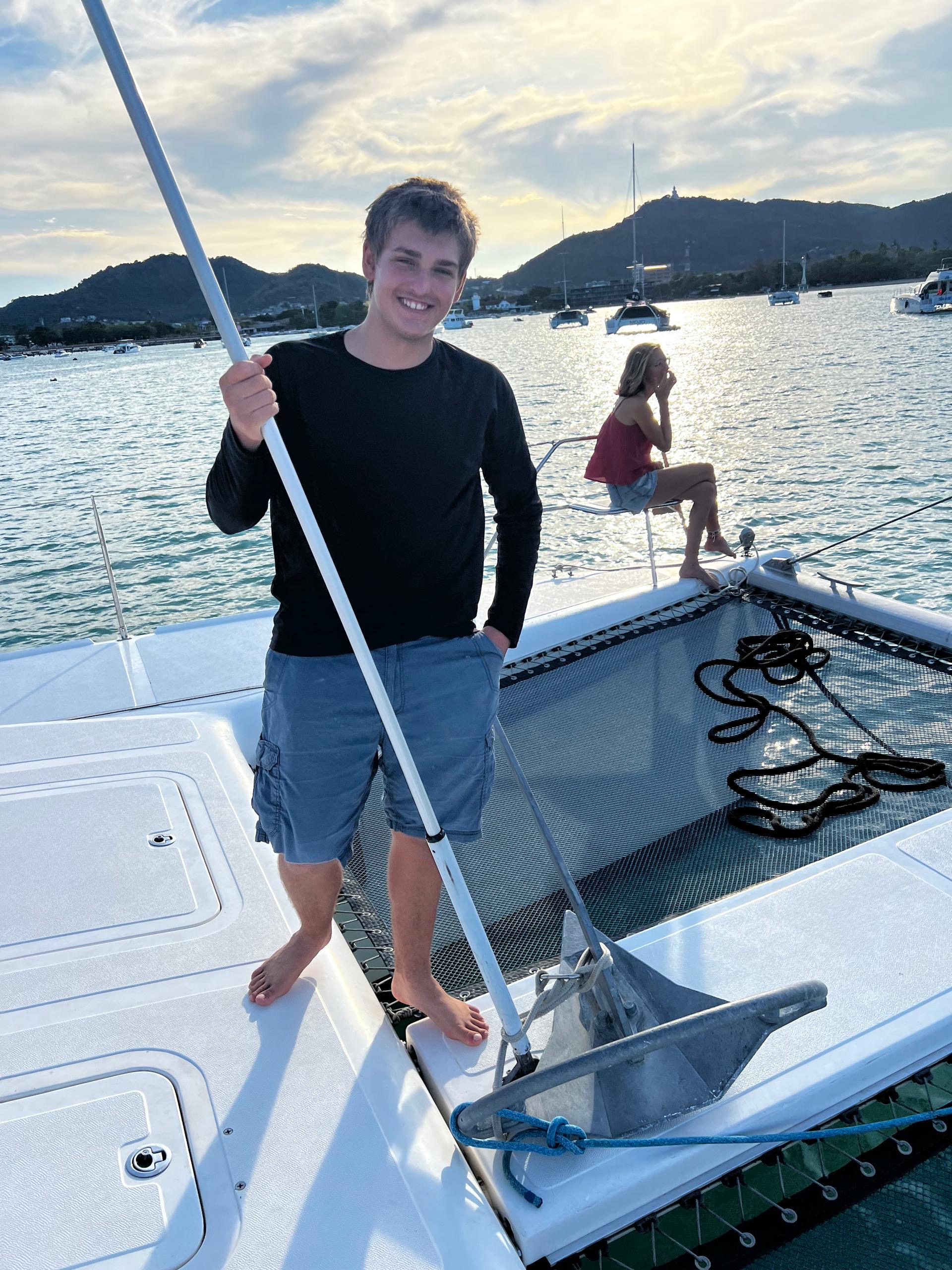 Paul, age 17, happy we retrieved our 105-pound Mantus anchor.