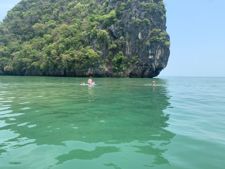 Swimming in Thailand near caves.