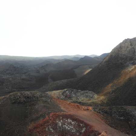 Color striations on the Sierra Negra volcano hike on Isla Isabela, Galapagos.
