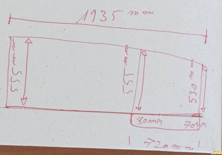 Sketch of our galley countertop by Chin.