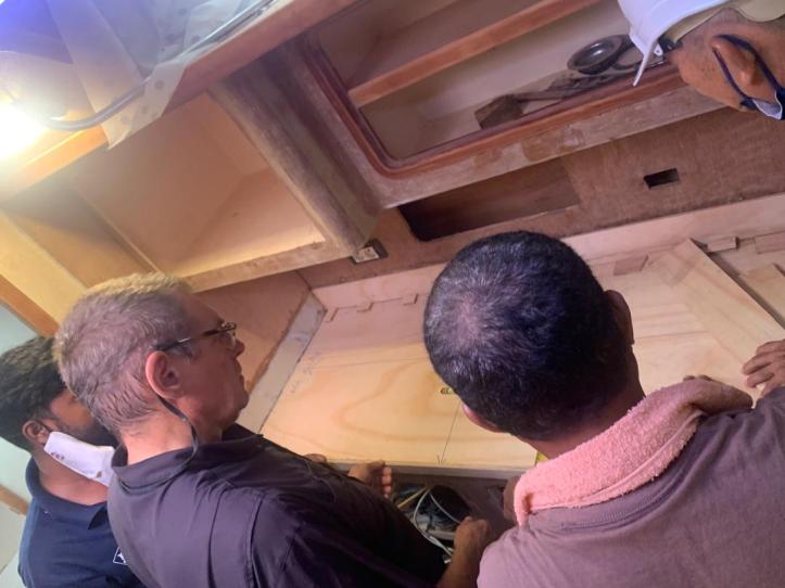 Plywood template for Inboard galley countertop.