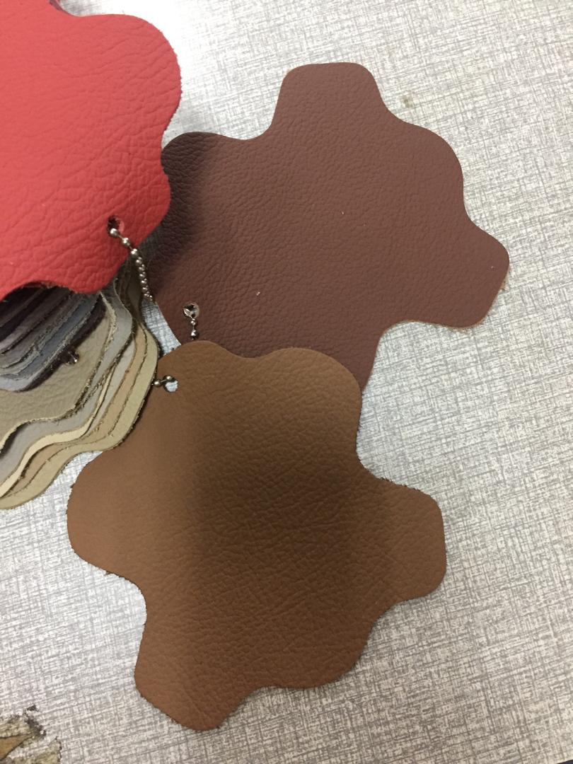 Brown leather samples at Brother Lim Cushion