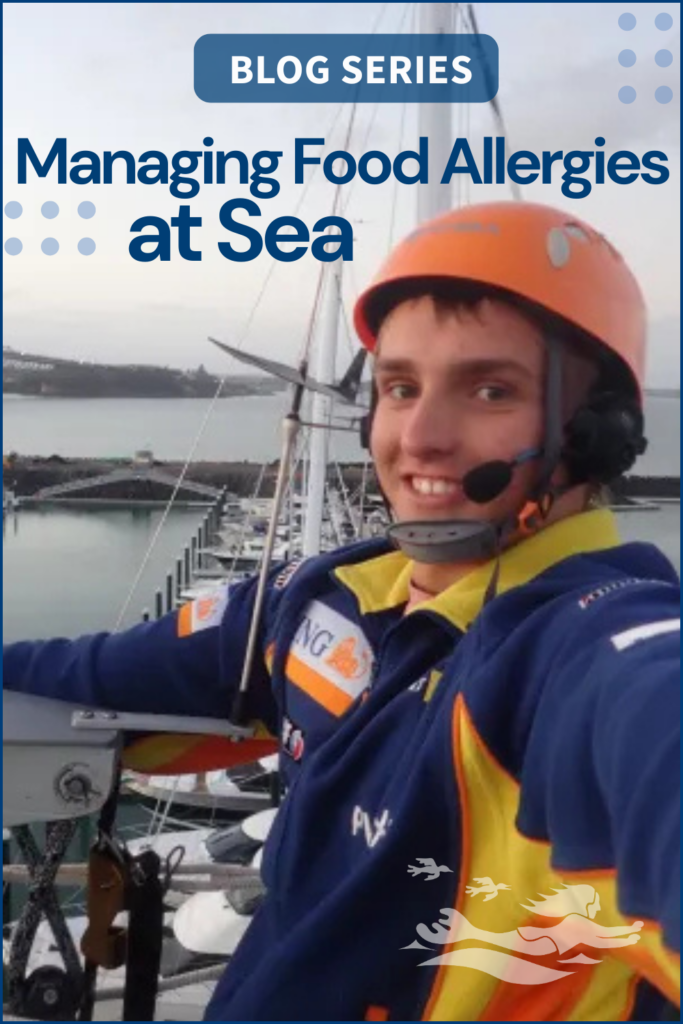 Circumnavating with food allergies: Paul at the top of the mast of SV Aphrodite in Auckland, New Zealand.