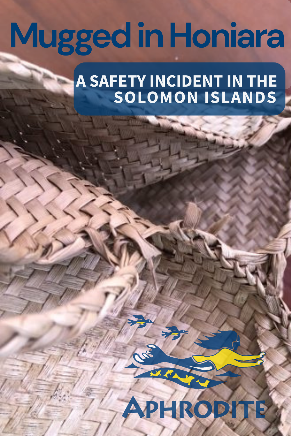 A close-up of a tear in the woven bag that Betty was wearing during the mugging incident on Koa Hill in Honiara, Solomon Islands.