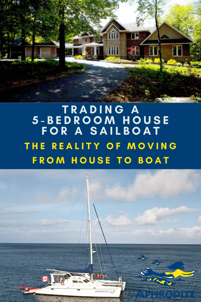 Our house in Carp near Ottawa juxtaposed with our catamaran, SV Aphrodite.