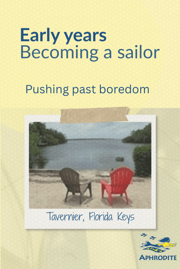 A hot afternoon in Tavernier. This scene shows two chairs in front of a docking area.