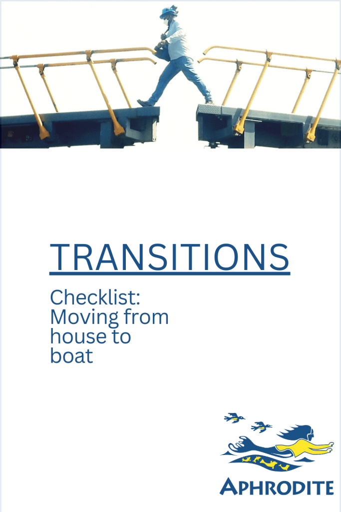 A text-based pin marking a transition from house to boat using an image of a Panama Canal worker mid stride across a lock.