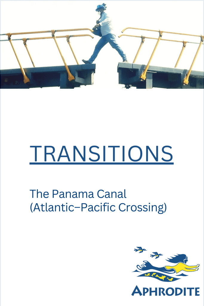 A Panama Canal employee crosses a lock. Photo by Paul Escher. Story about Crossing from the Atlantic-Caribbean to the Pacific Ocean.