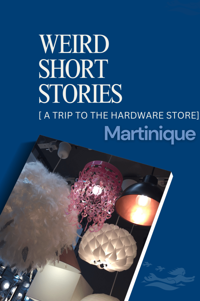 Colorful lamps and chandeliers from a family trip to a hardware store in Martinique when we sailed there on our St. Francis 50 catamaran, SV Aphrodite.
