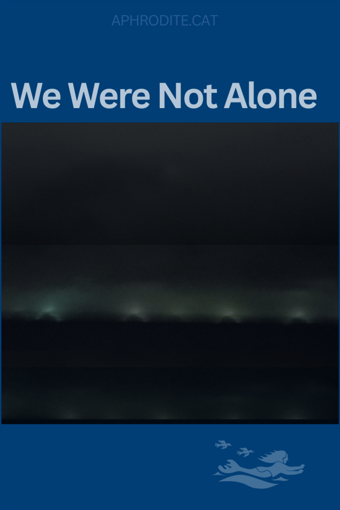 Shows an eerie-looking picture of Chinese fishing boats, glowing green at night near the Galapagos.
