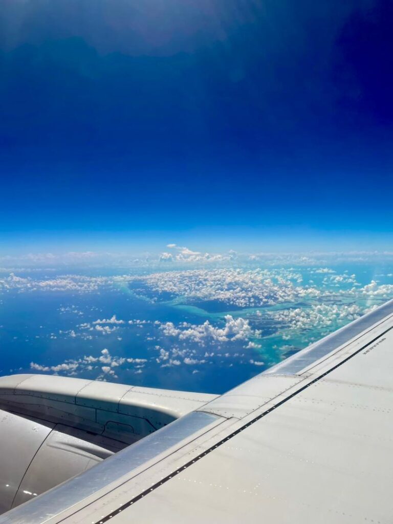Flying over George Town, Bahamas