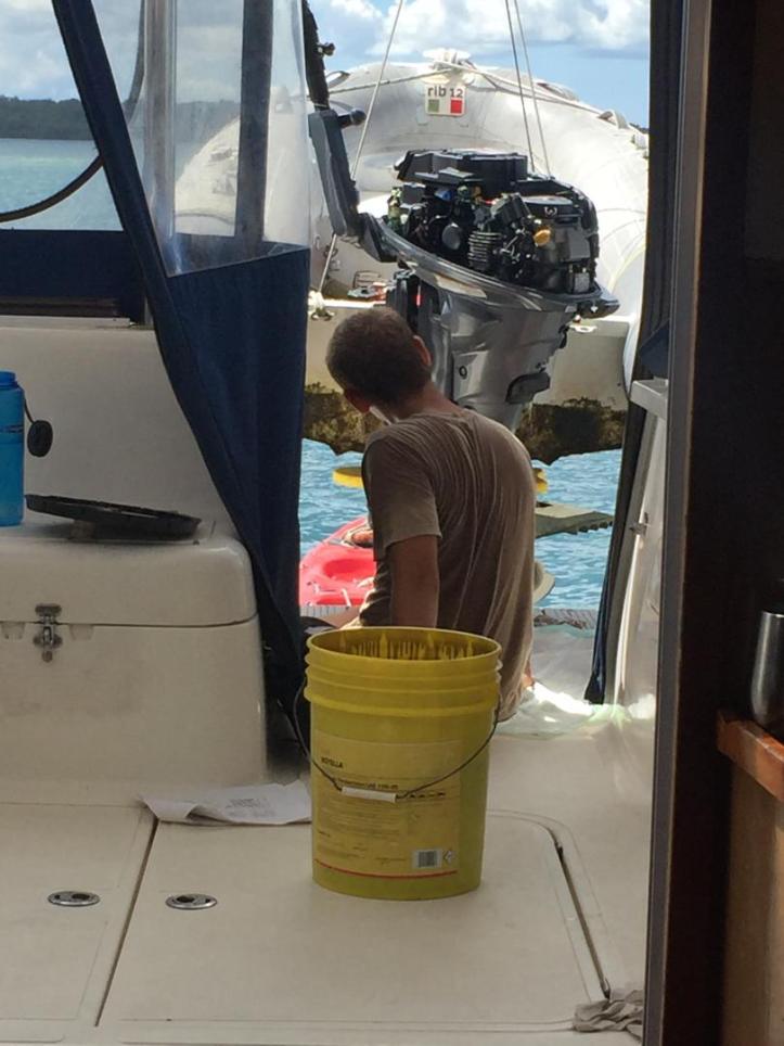 Paul maintaining our Yamaha Dinghy engine