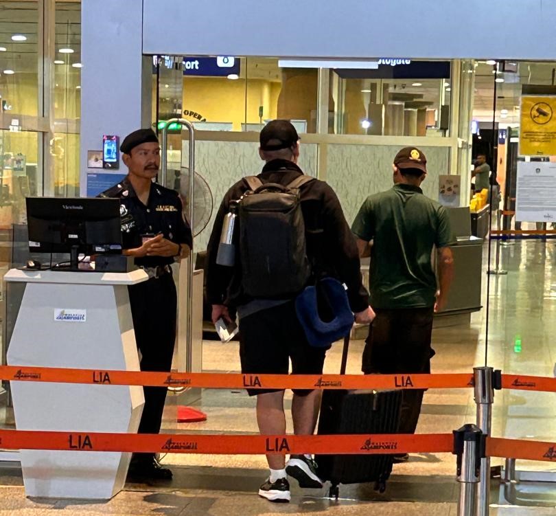 Paul leaving SV Aphrodite and his family for the first time at the Langkawi International Airport