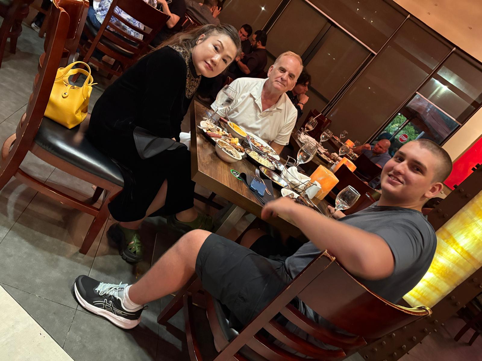 Carl, Dong Mei and Paul out for a steak dinner.