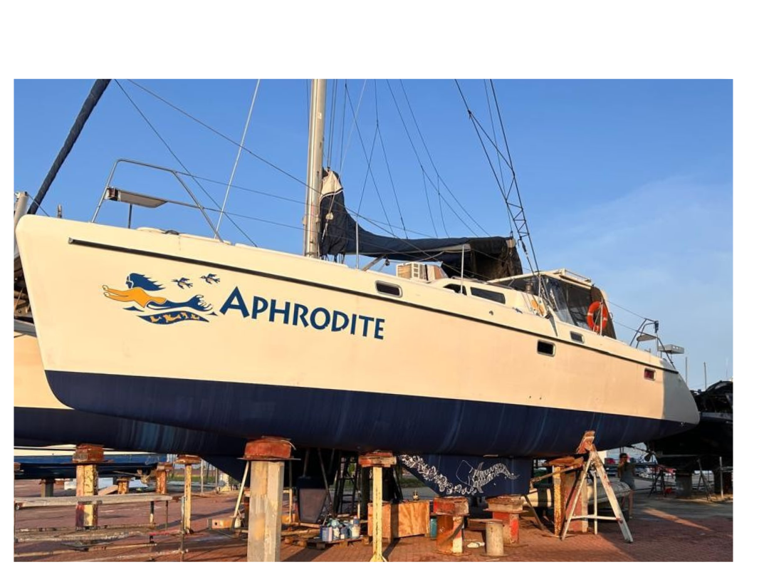 Aphrodite port side with the scrollwork painting complete and the whaleshark in progress.