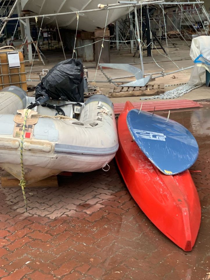 This is our dinghy giving its best look Before repair.