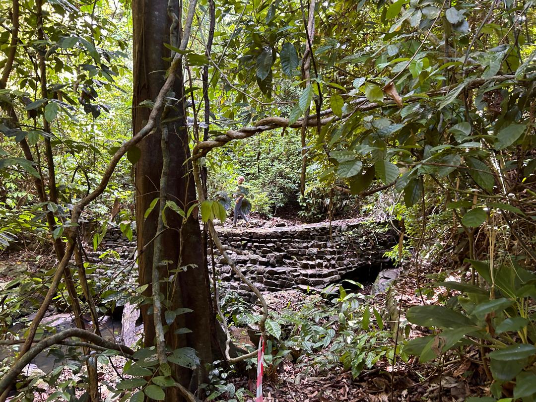 Rock wall along the Singha Besar waterfall hike
