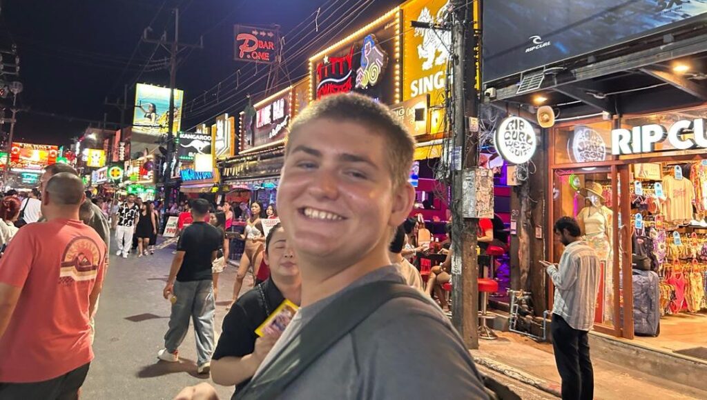 Henry from SV Aphrodite on Bangla Road, Phuke on an unexpected family night out on the town