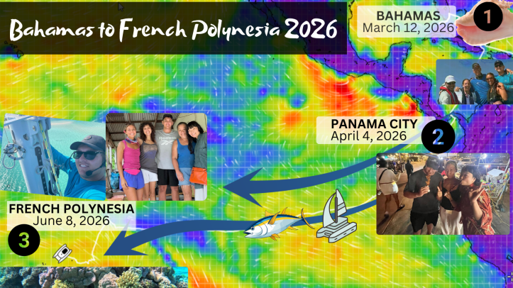 Paul's route from Bahamas to French Polynesia - Second Pacific Crossing for this boat kid